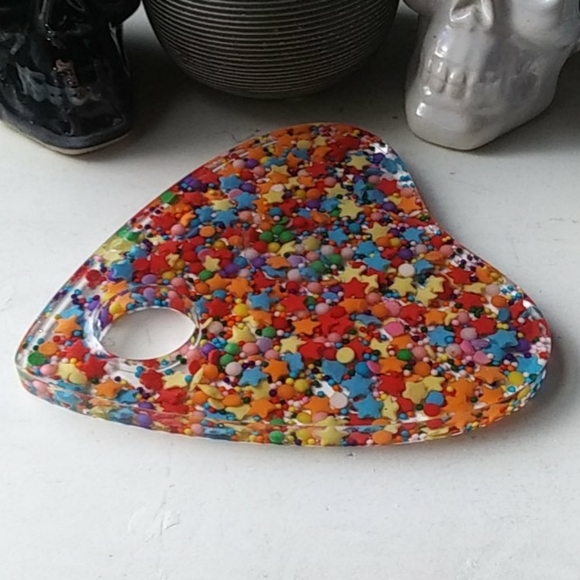Handmade Rainbow Sprinkles Resin Ouija Planchette - Picture 11 of 11